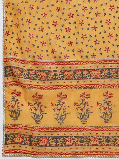 Yellow Printed Cotton Suit Set - Libas