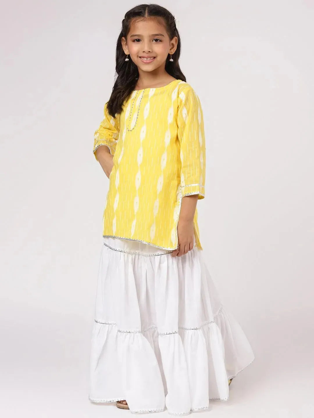 Yellow Printed Cotton Straight Suit Set - Libas