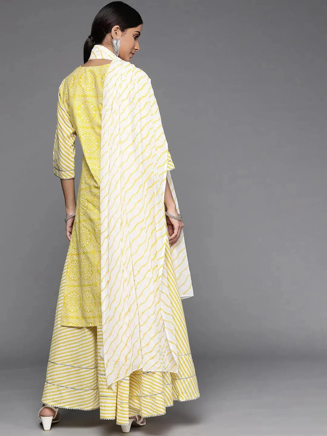 Yellow Printed Cotton Suit Set - Libas 