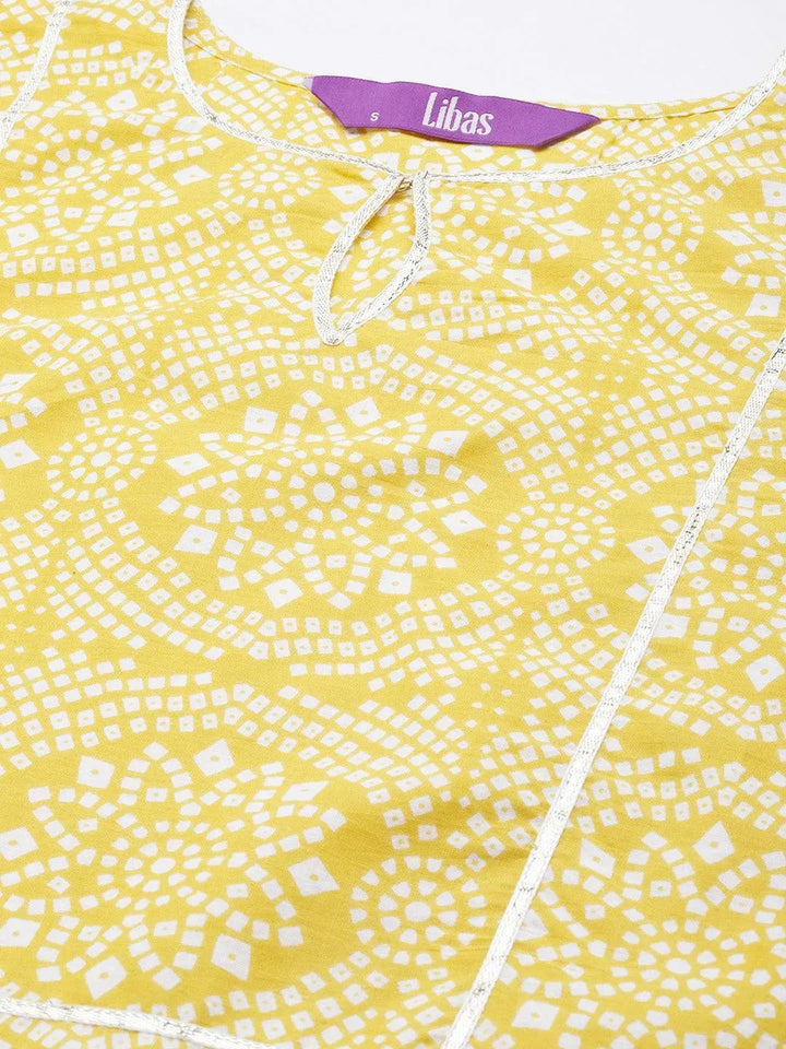 Yellow Printed Cotton Suit Set - Libas