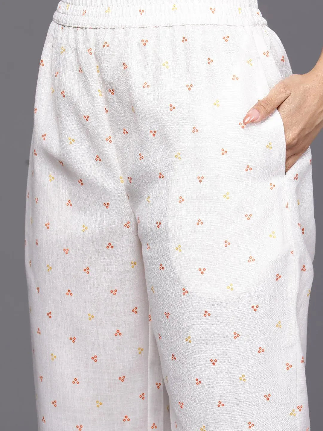 Yellow Printed Cotton Straight Kurta Set With Trousers - Libas 