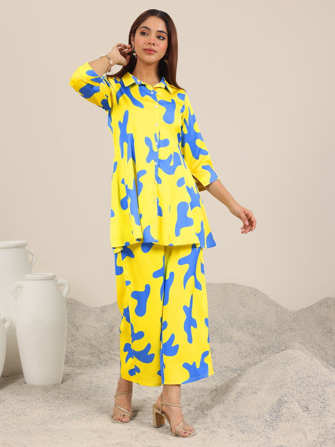  Yellow Printed Crepe Co-Ord Sets 