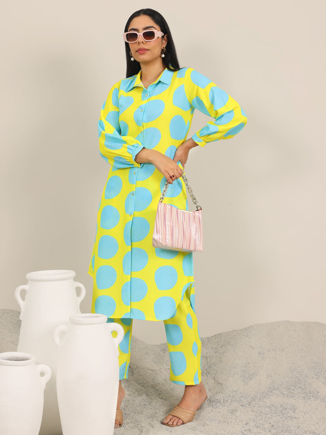  Yellow Printed Crepe Co-Ord Sets 