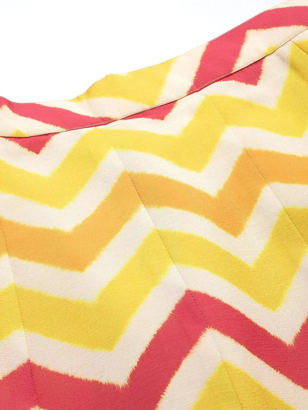 Yellow Printed Crepe Skirt - Libas 