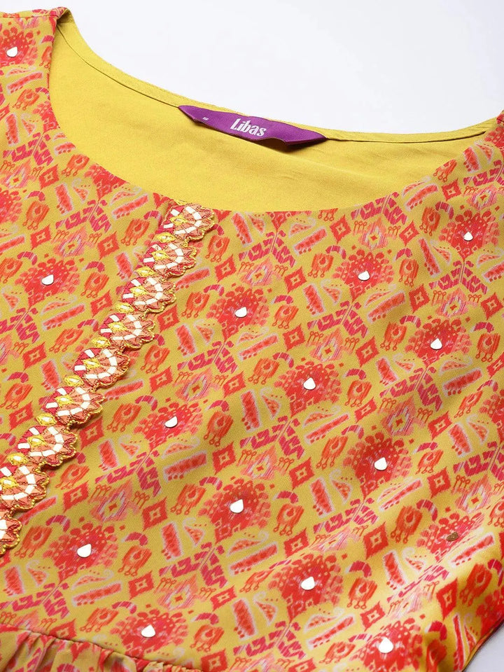 Yellow Printed Georgette Suit Set - Libas