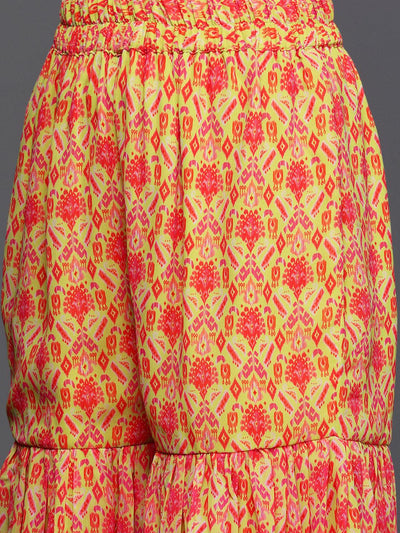 Yellow Printed Georgette Suit Set - Libas