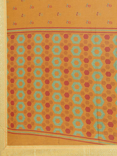 Yellow Printed Polyester Saree - Libas