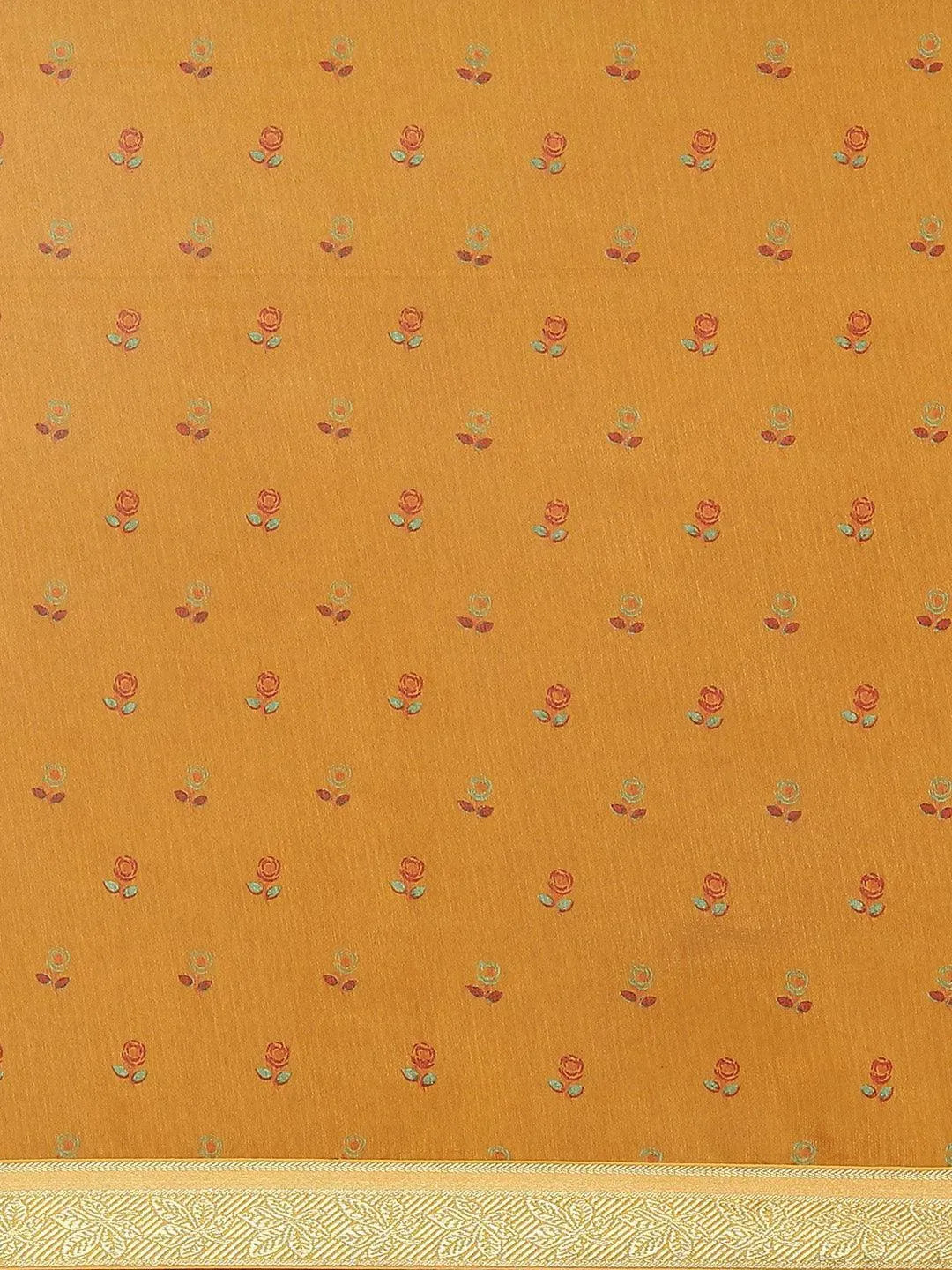 Yellow Printed Polyester Saree - Libas 