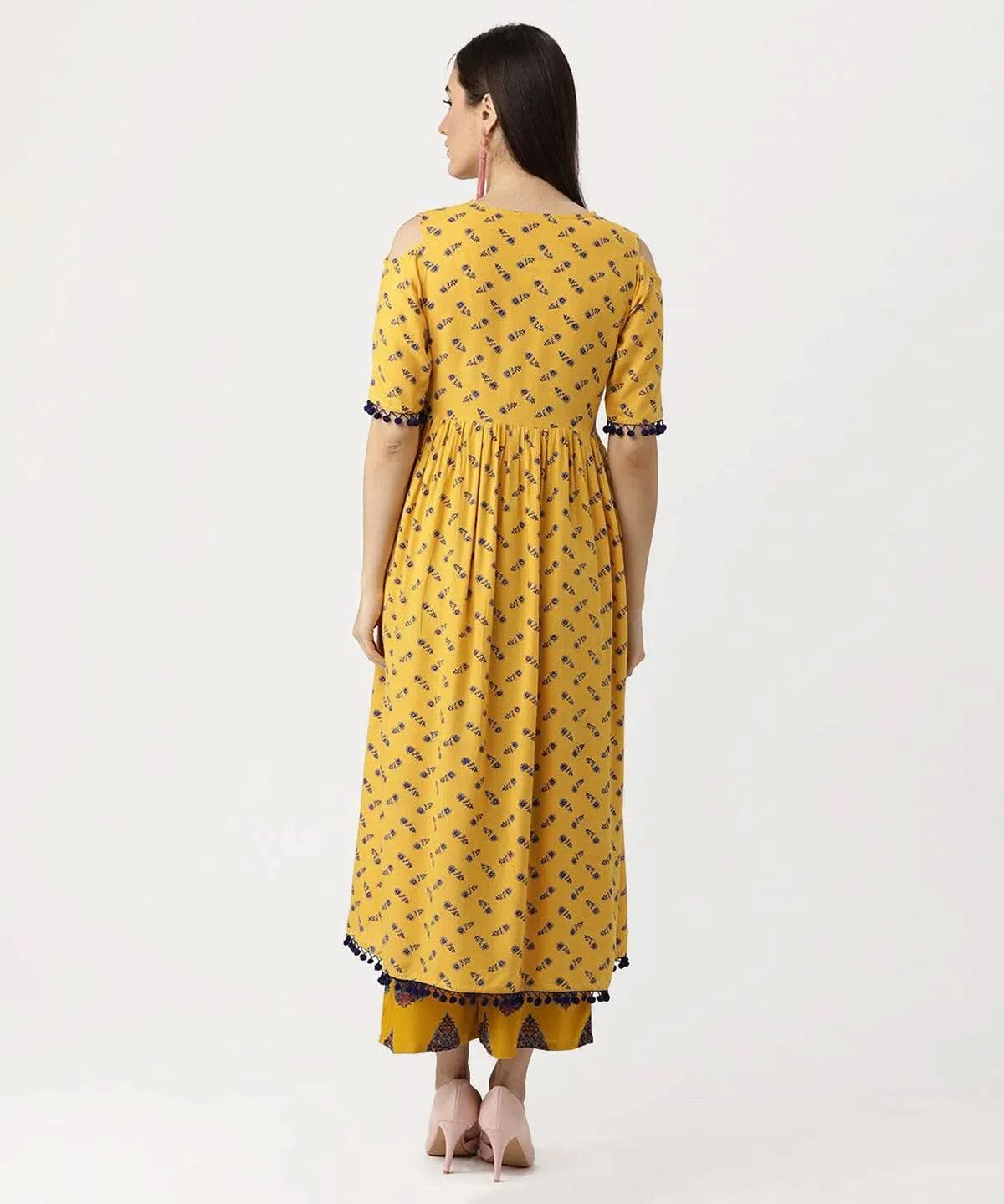 

Buy Yellow Printed Rayon Kurta Set - 5612-XS | Libas Ethnic Wear Online