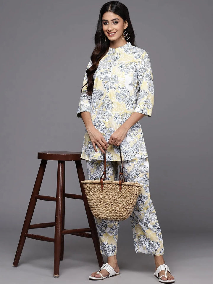 Yellow Printed Rayon Co-Ords - Libas