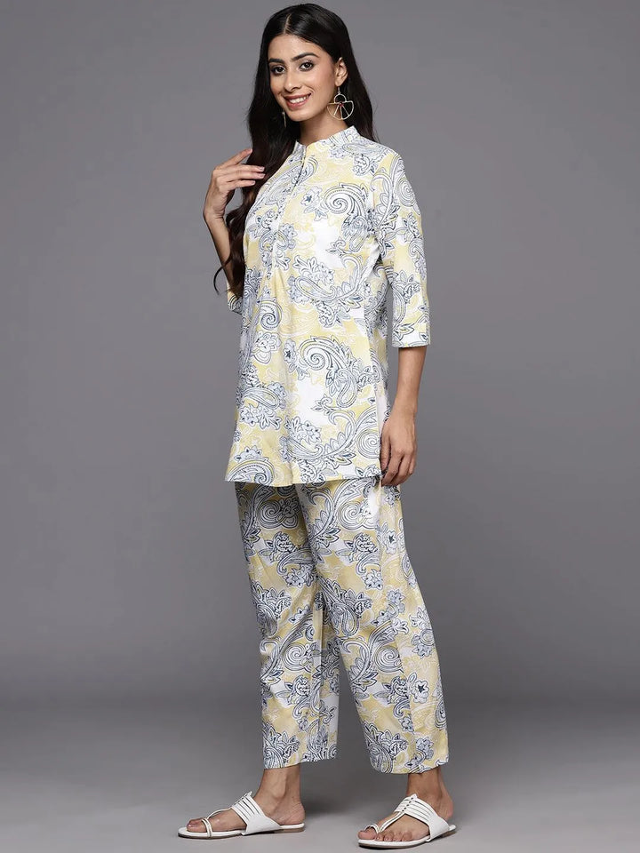 Yellow Printed Rayon Co-Ords - Libas