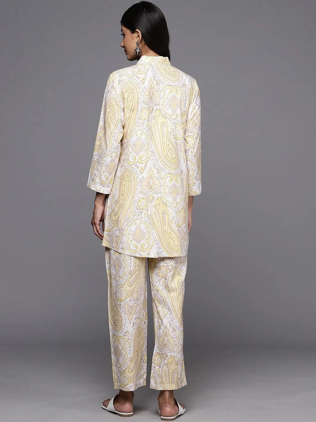 Yellow Printed Rayon Co-Ords - Libas 