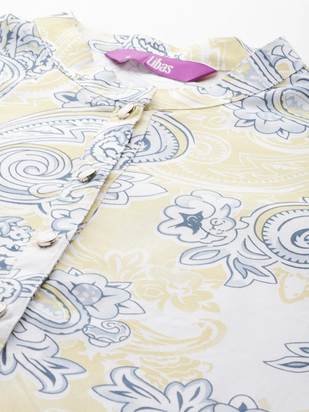 Yellow Printed Rayon Co-Ords - Libas