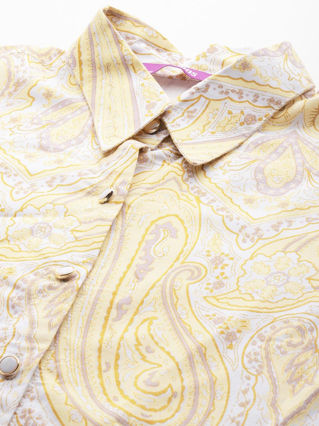 Yellow Printed Rayon Co-Ords - Libas