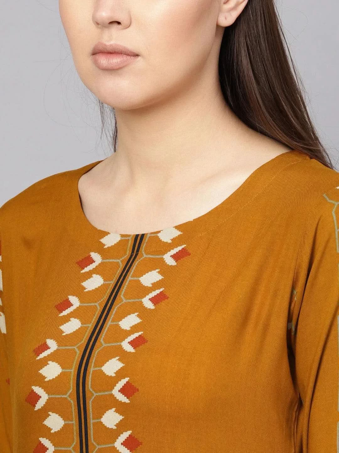 

Buy Yellow Printed Rayon Kurta - 8464- | Libas Ethnic Wear Online