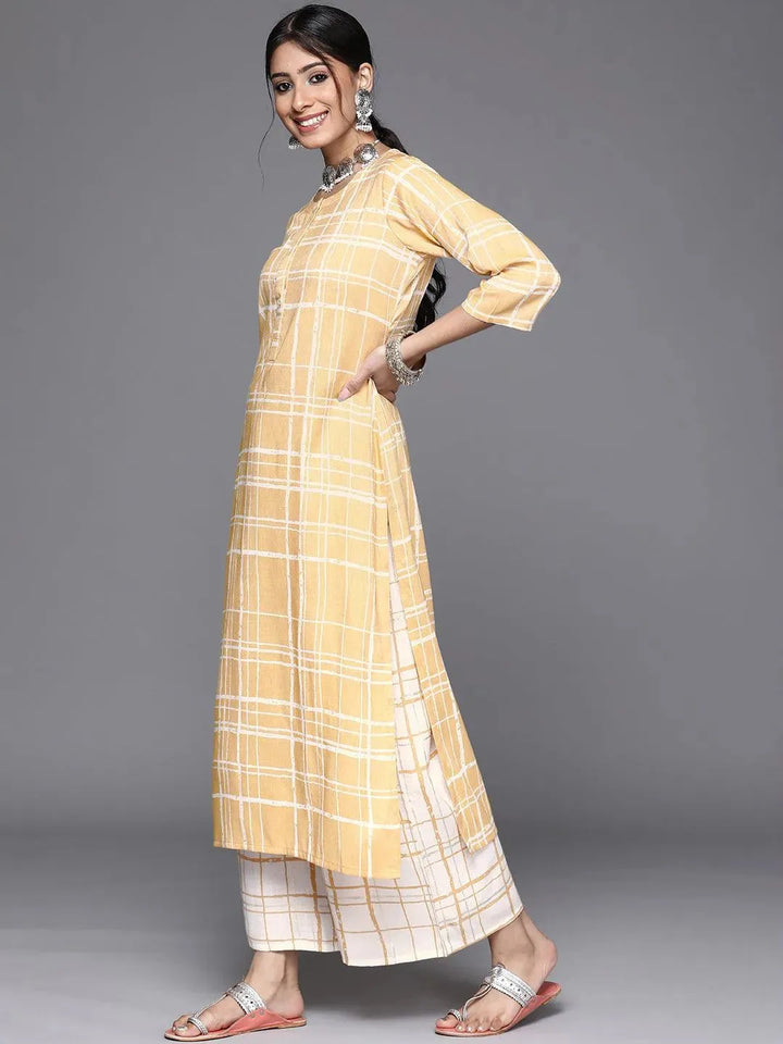 Yellow Printed Rayon Kurta - Libas