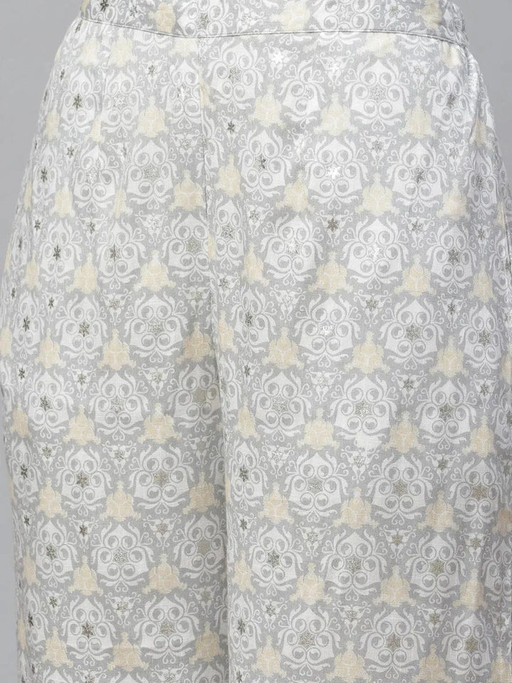 Yellow Printed Rayon Straight Kurta With Palazzos - Libas