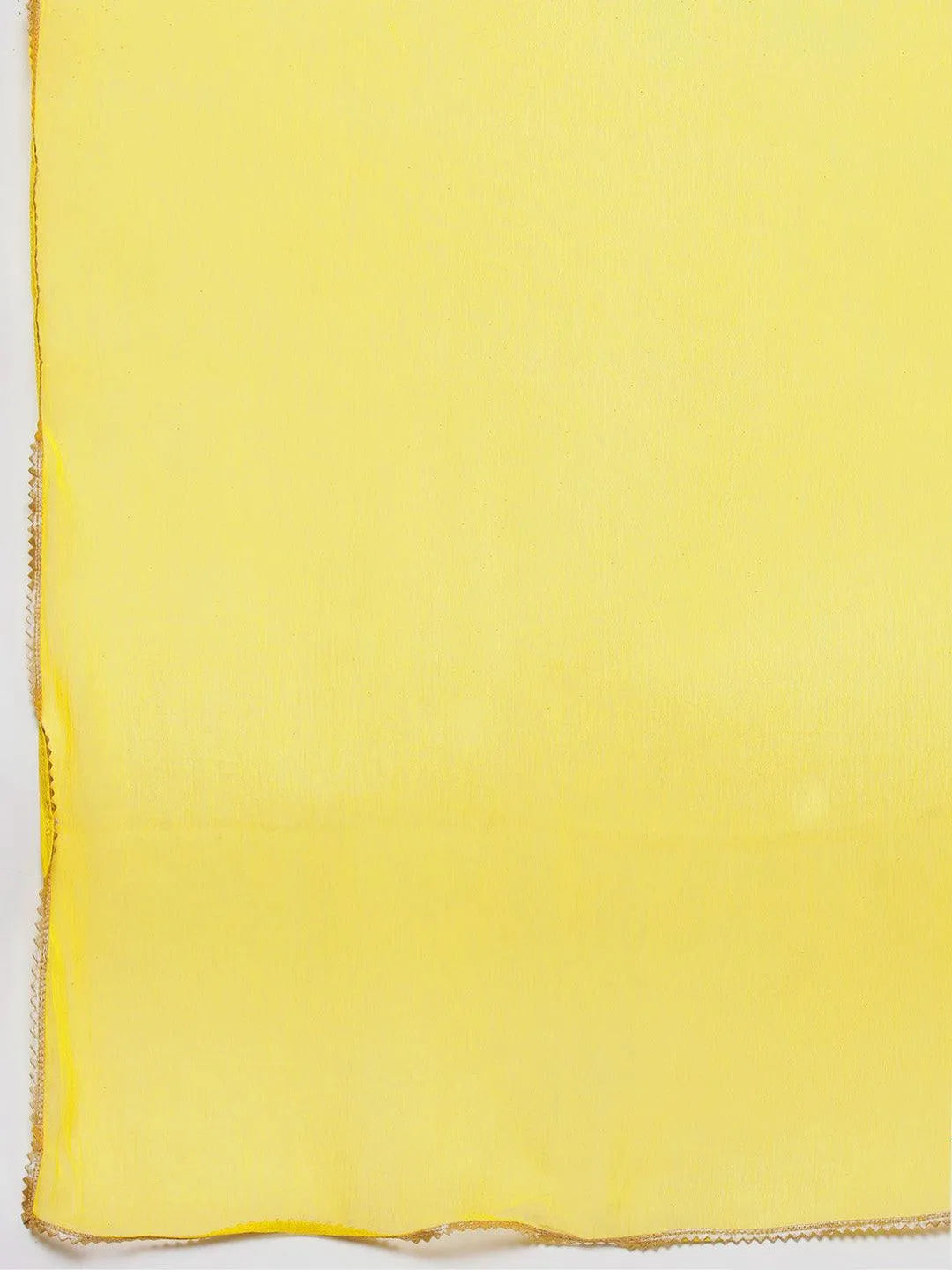 Yellow Printed Silk Blend Straight Kurta With Trousers & Dupatta - Libas 