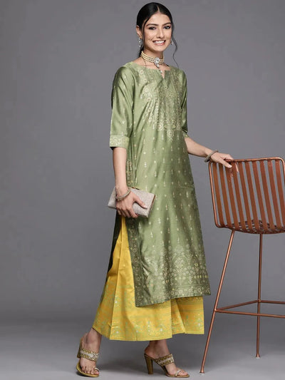 Yellow Printed Silk Palazzos - Libas