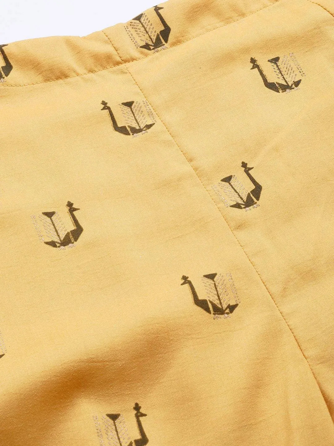 Yellow Printed Silk Palazzos - Libas