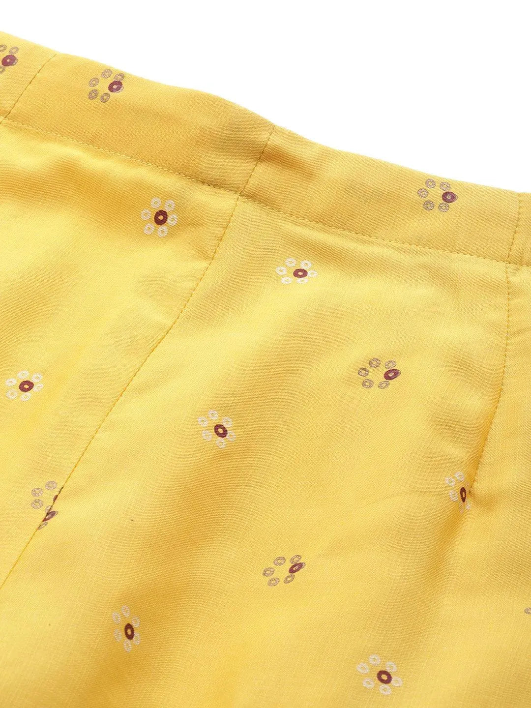 Yellow Printed Silk Palazzos - Libas 