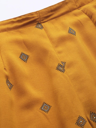 Yellow Printed Silk Palazzos - Libas
