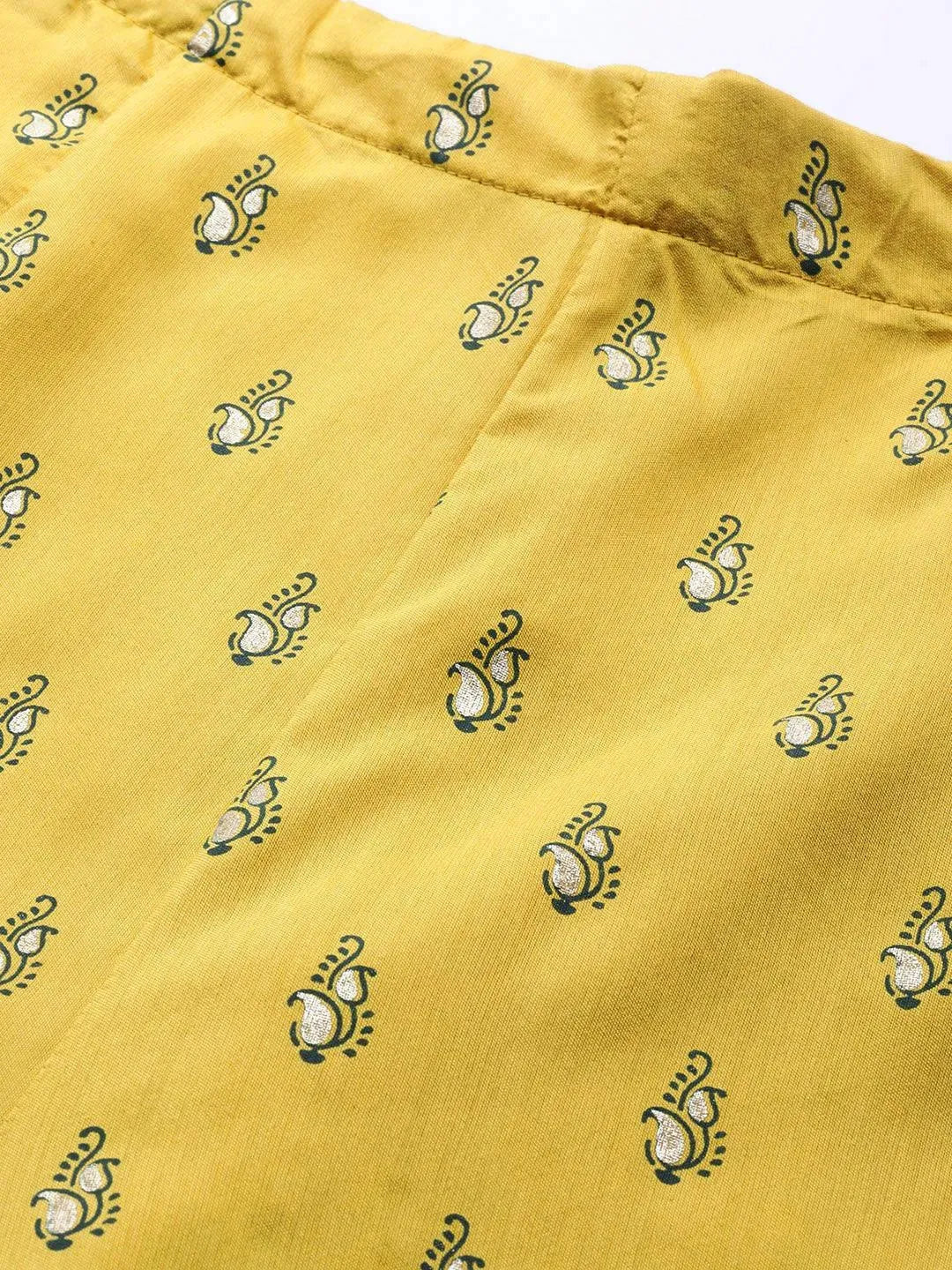 Yellow Printed Silk Palazzos - Libas 