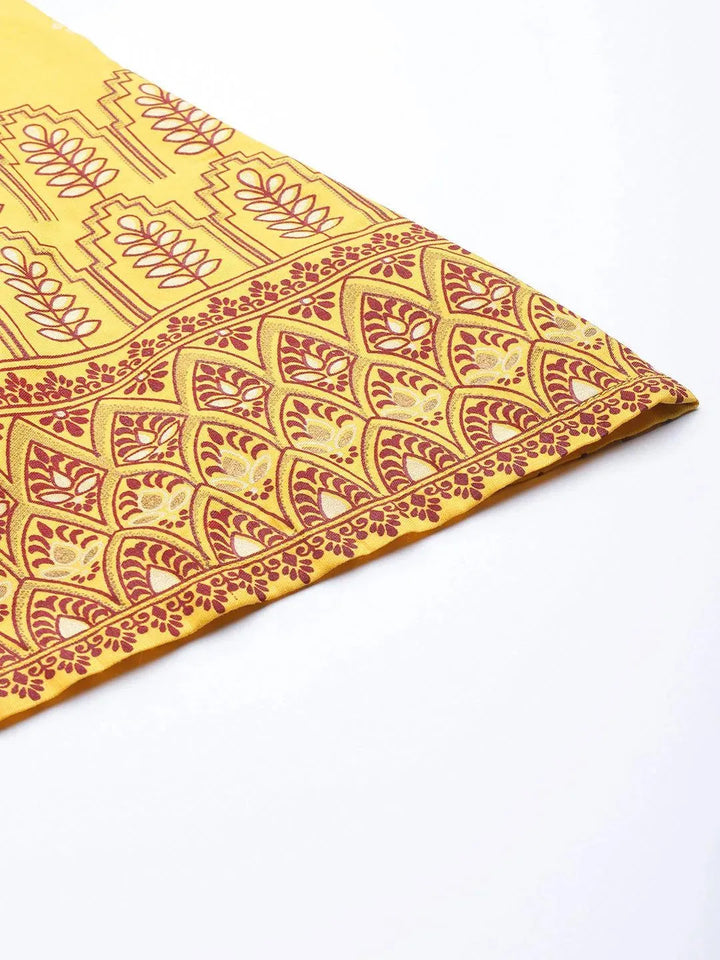 Yellow Printed Silk Palazzos - Libas