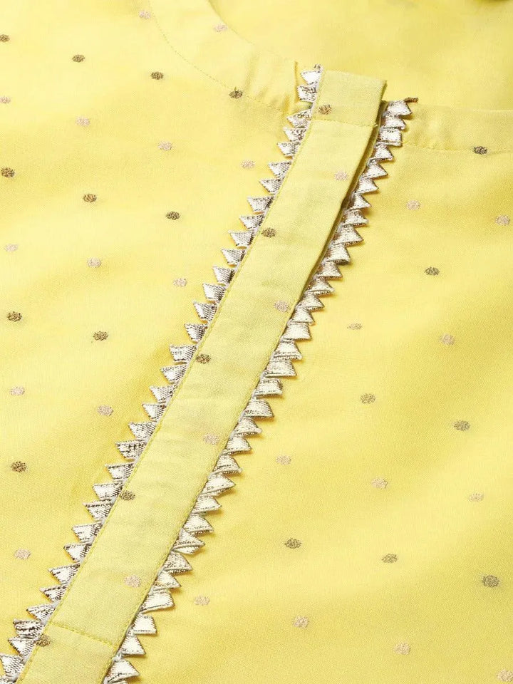 Yellow Self Design Chanderi Suit Set - Libas