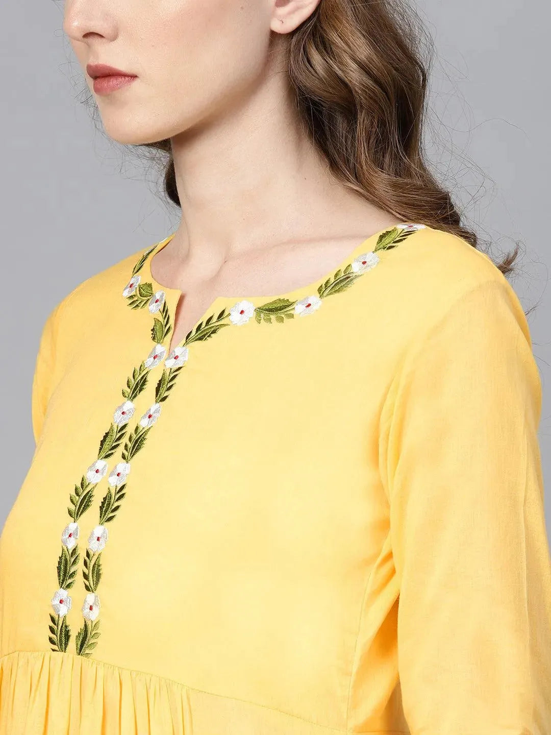 Yellow Solid Cotton Suit Set - Libas