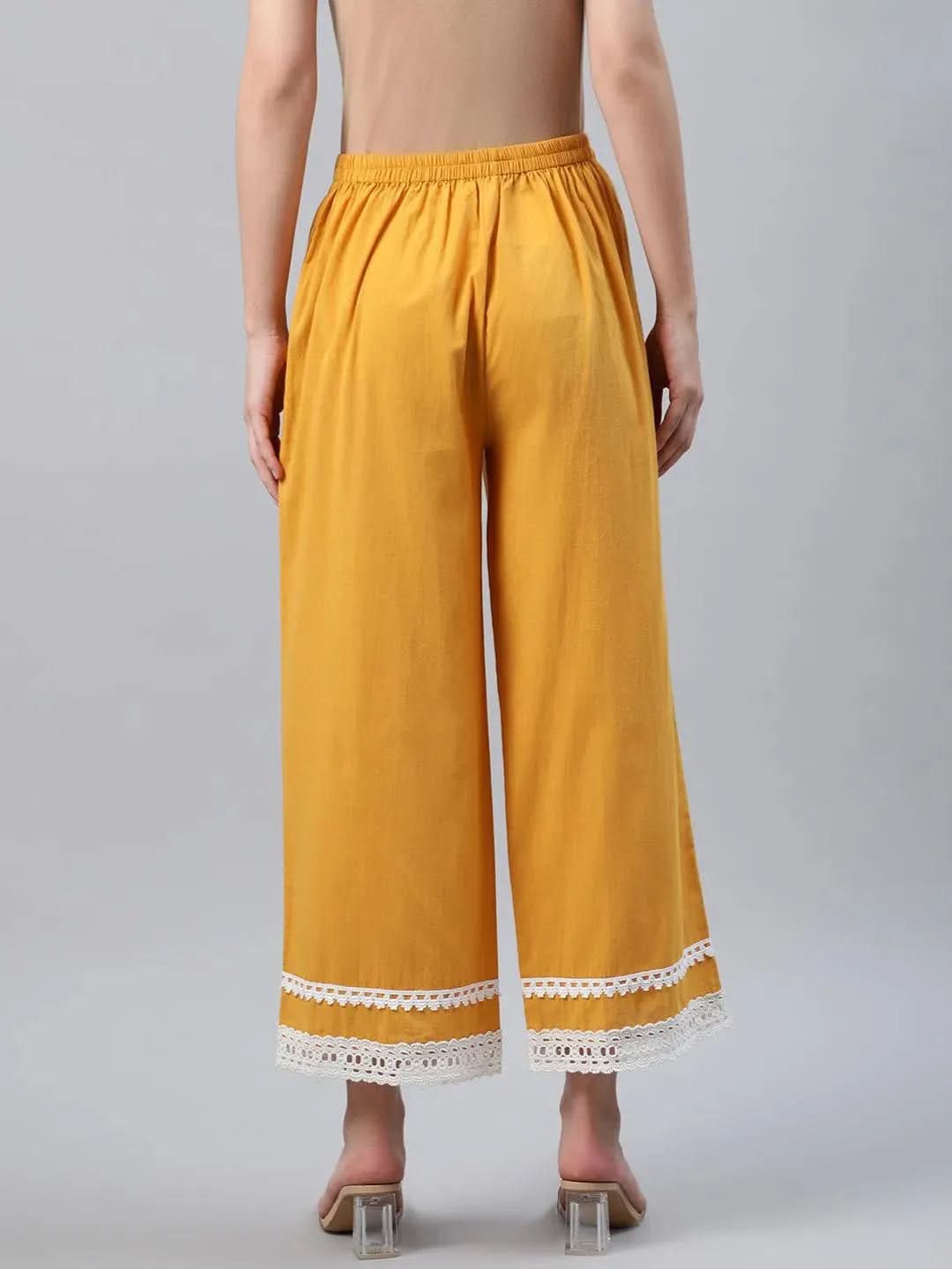 

Buy Yellow Solid Cotton Palazzos - PL841O-S | Libas Ethnic Wear Online