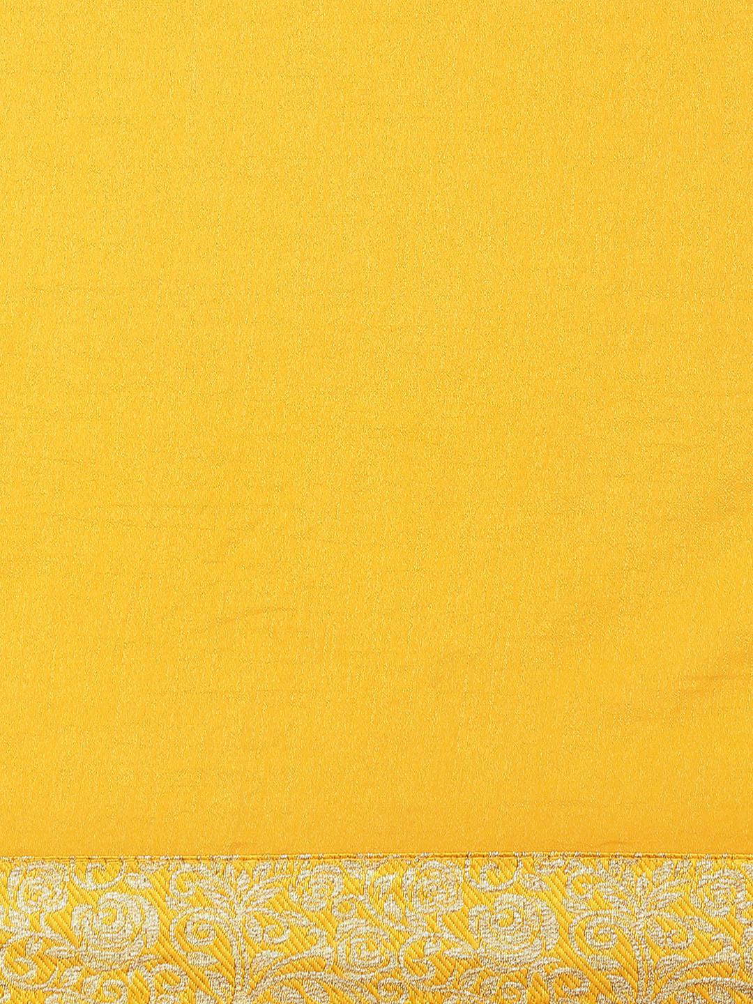 Yellow Solid Georgette Saree - Libas
