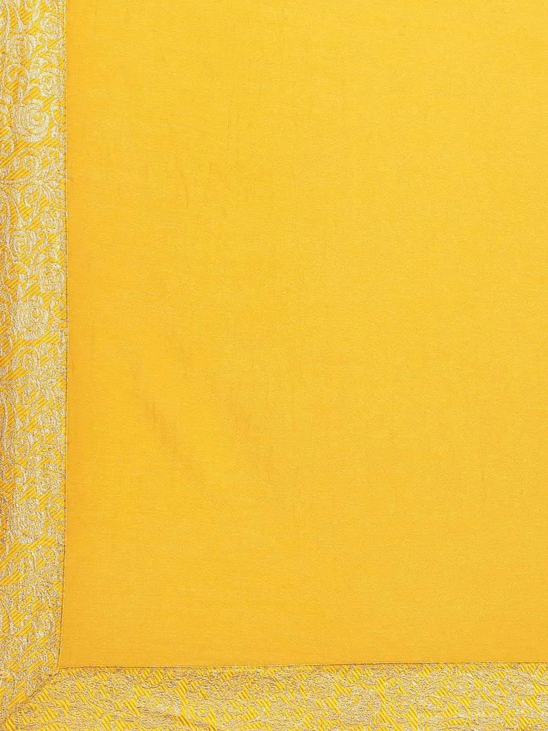 Yellow Solid Georgette Saree - Libas 