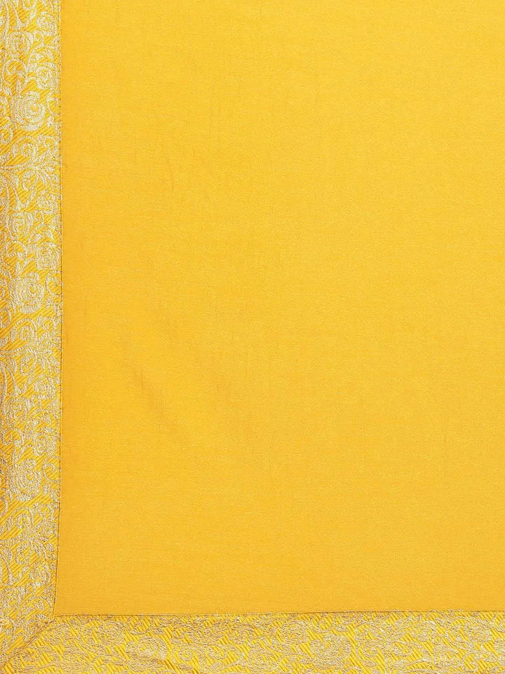 Yellow Solid Georgette Saree - Libas