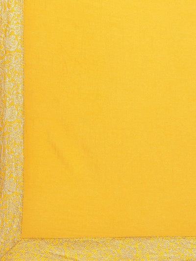 Yellow Solid Georgette Saree - Libas