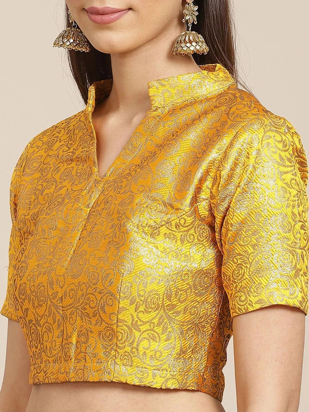 Yellow Solid Georgette Saree - Libas 