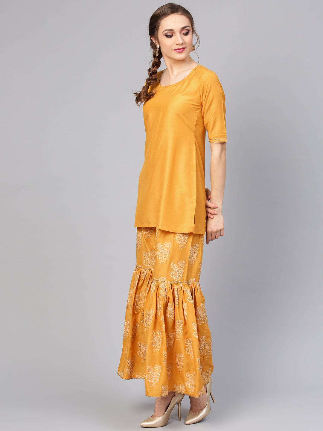 Yellow Solid Muslin Suit Set - Libas