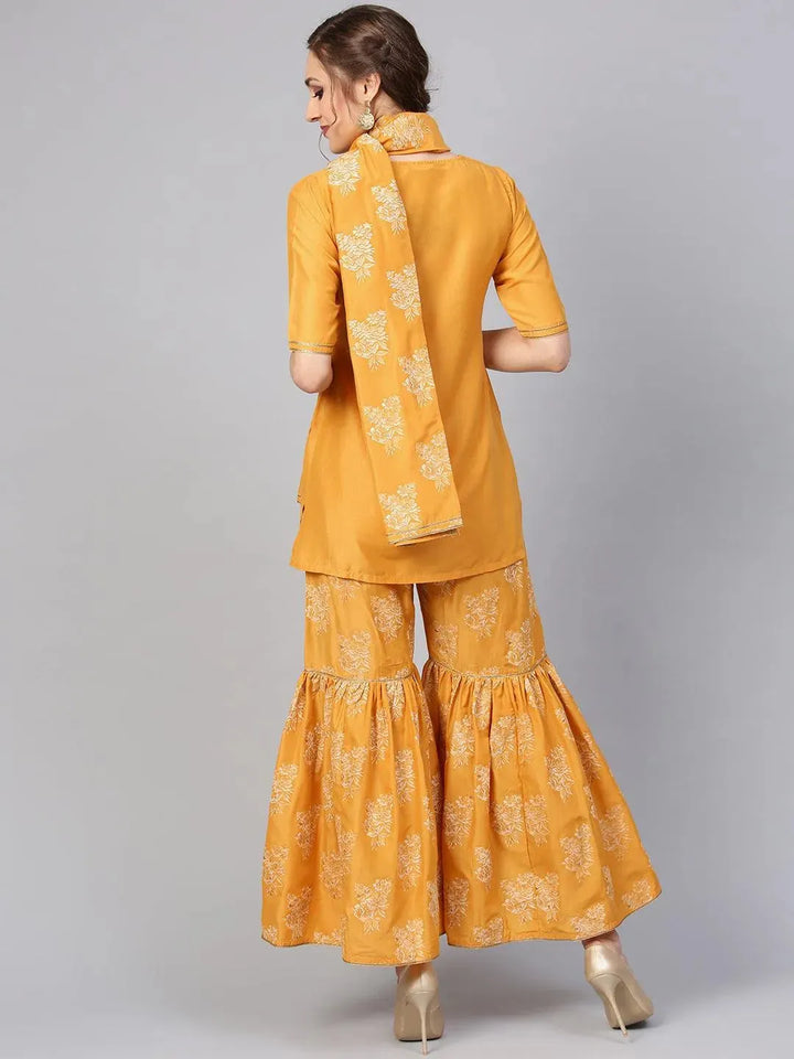 Yellow Solid Muslin Suit Set - Libas