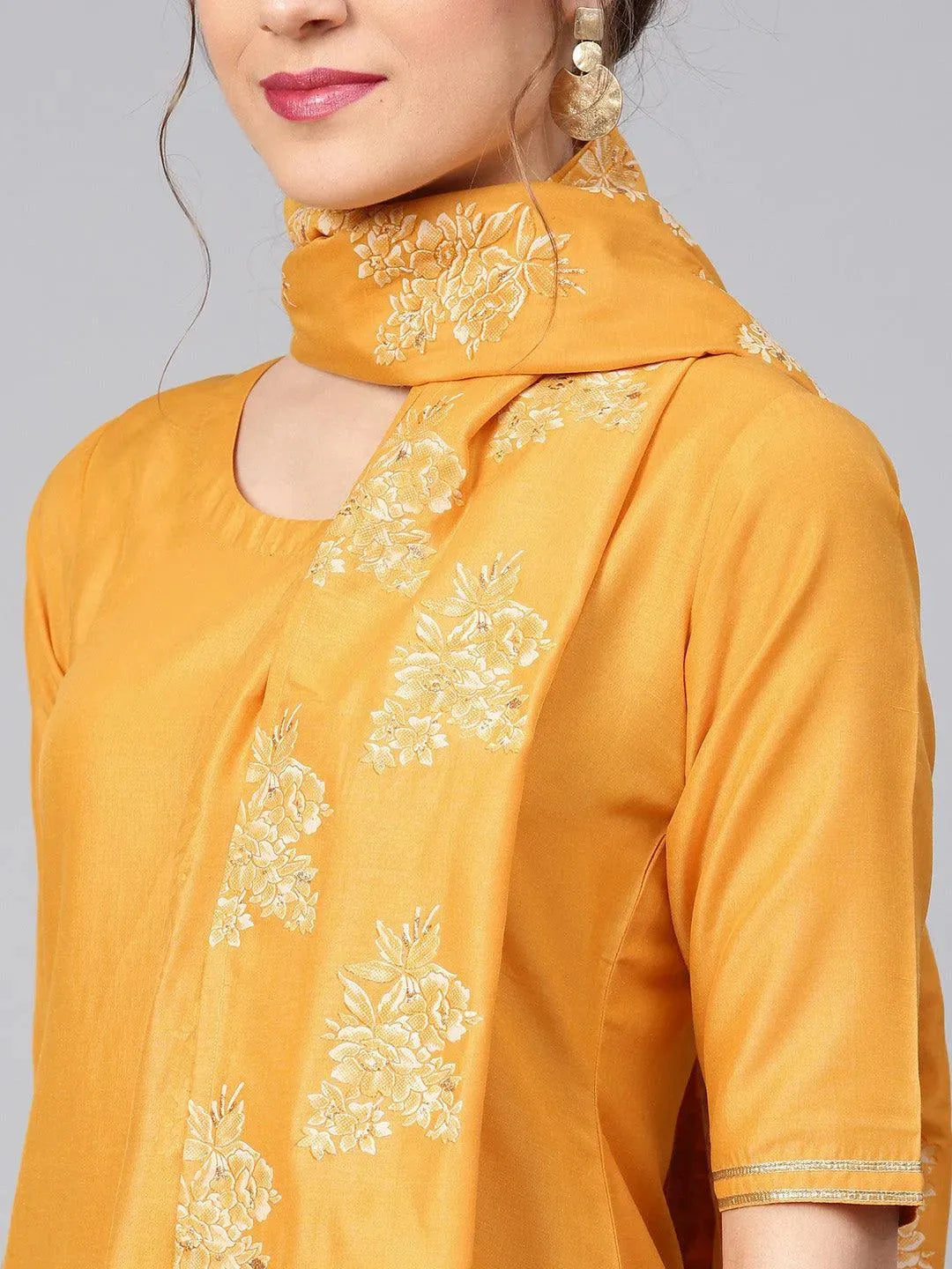 Yellow Solid Muslin Suit Set - Libas 