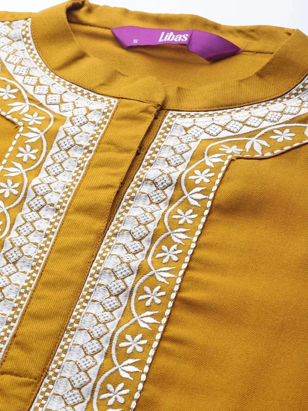 Yellow Solid Pashmina Wool Kurta Set - Libas 