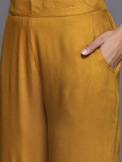 Yellow Solid Pashmina Wool Kurta Set - Libas