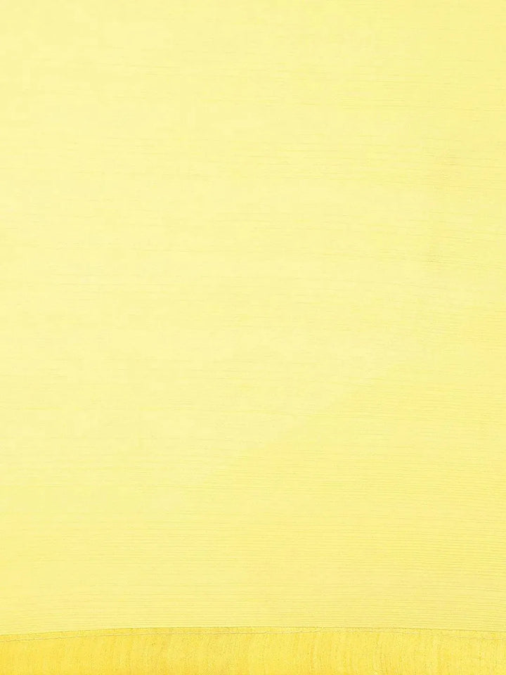 Yellow Solid Polyester Saree - Libas