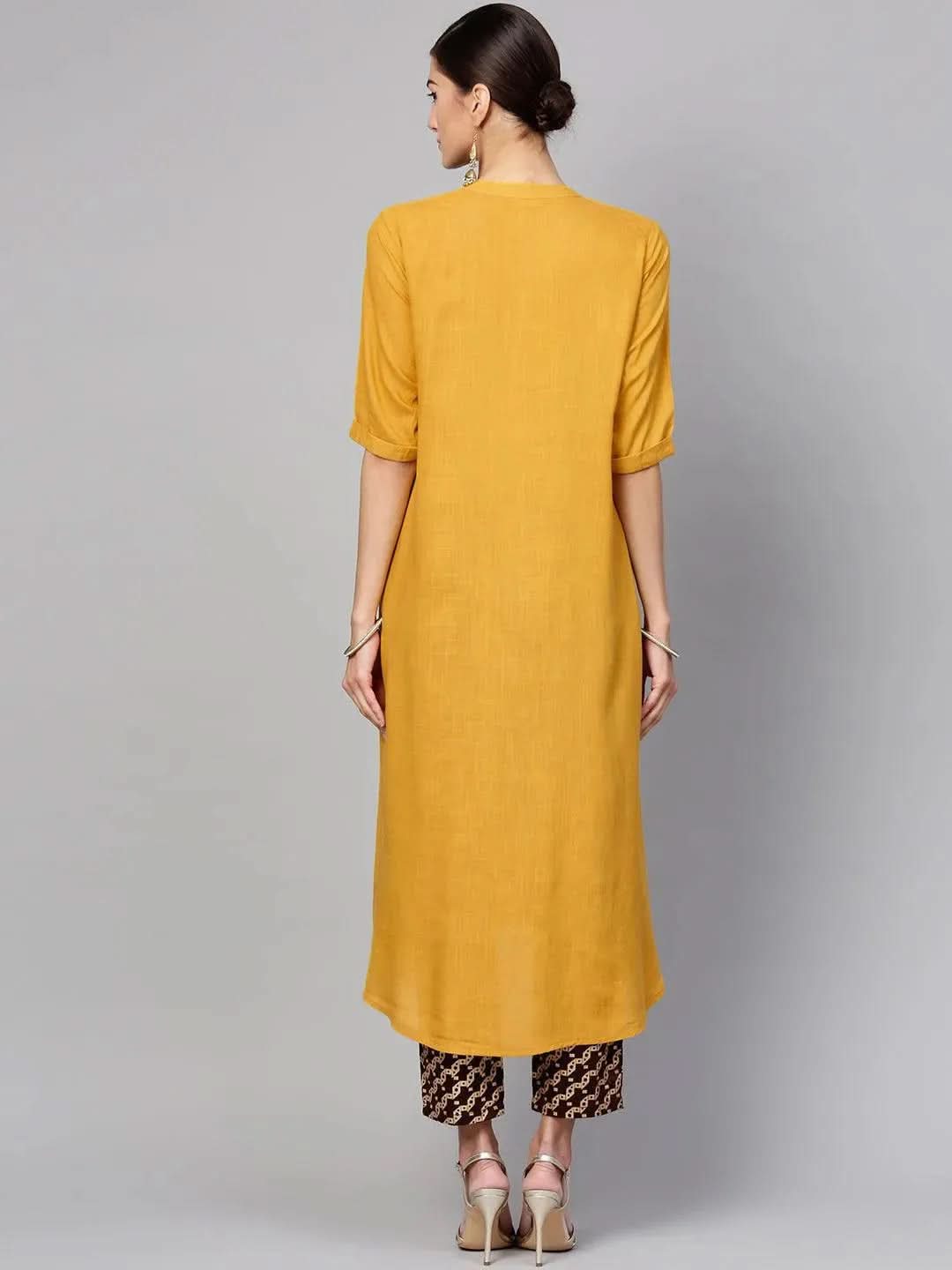 

Buy Yellow Solid Rayon Kurta Set - 5968-XS | Libas Ethnic Wear Online