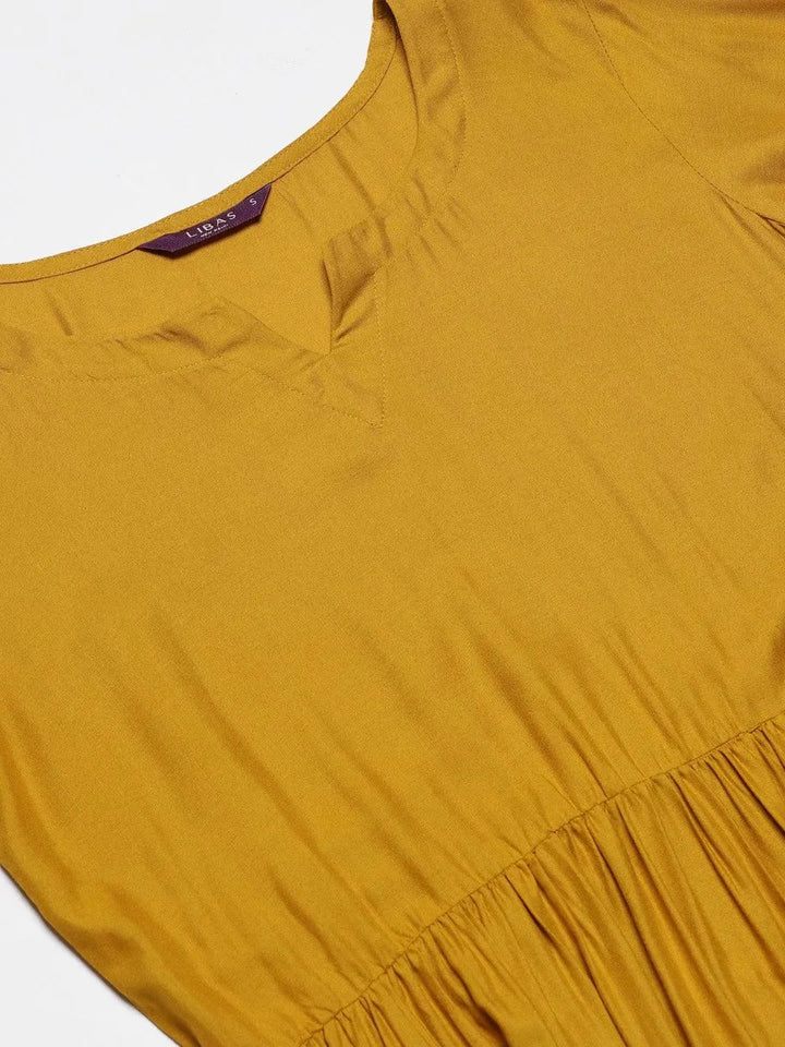 Yellow Solid Rayon Suit Set - Libas
