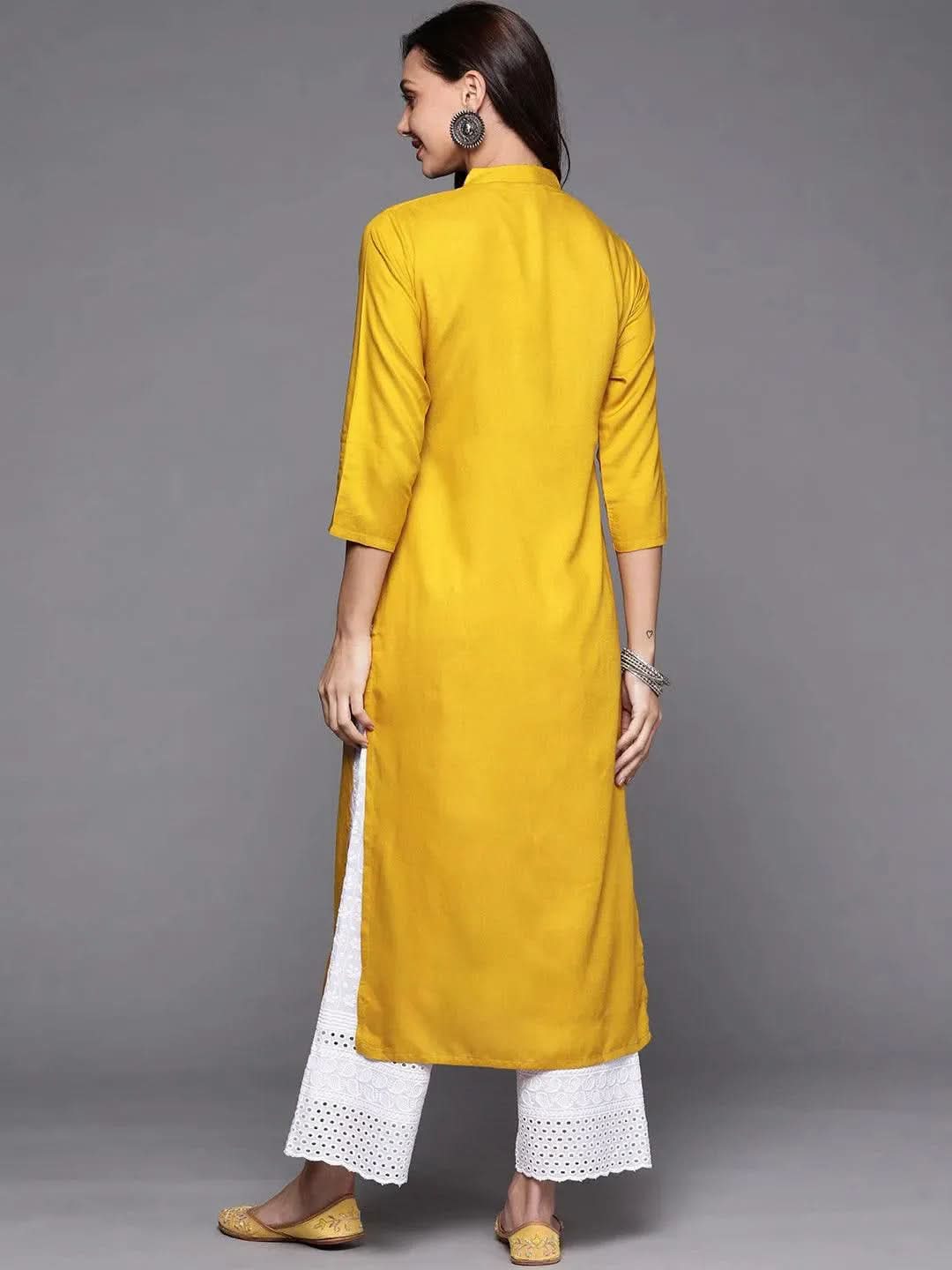 

Buy Yellow Solid Rayon Kurta - 22068-XS | Libas Ethnic Wear Online