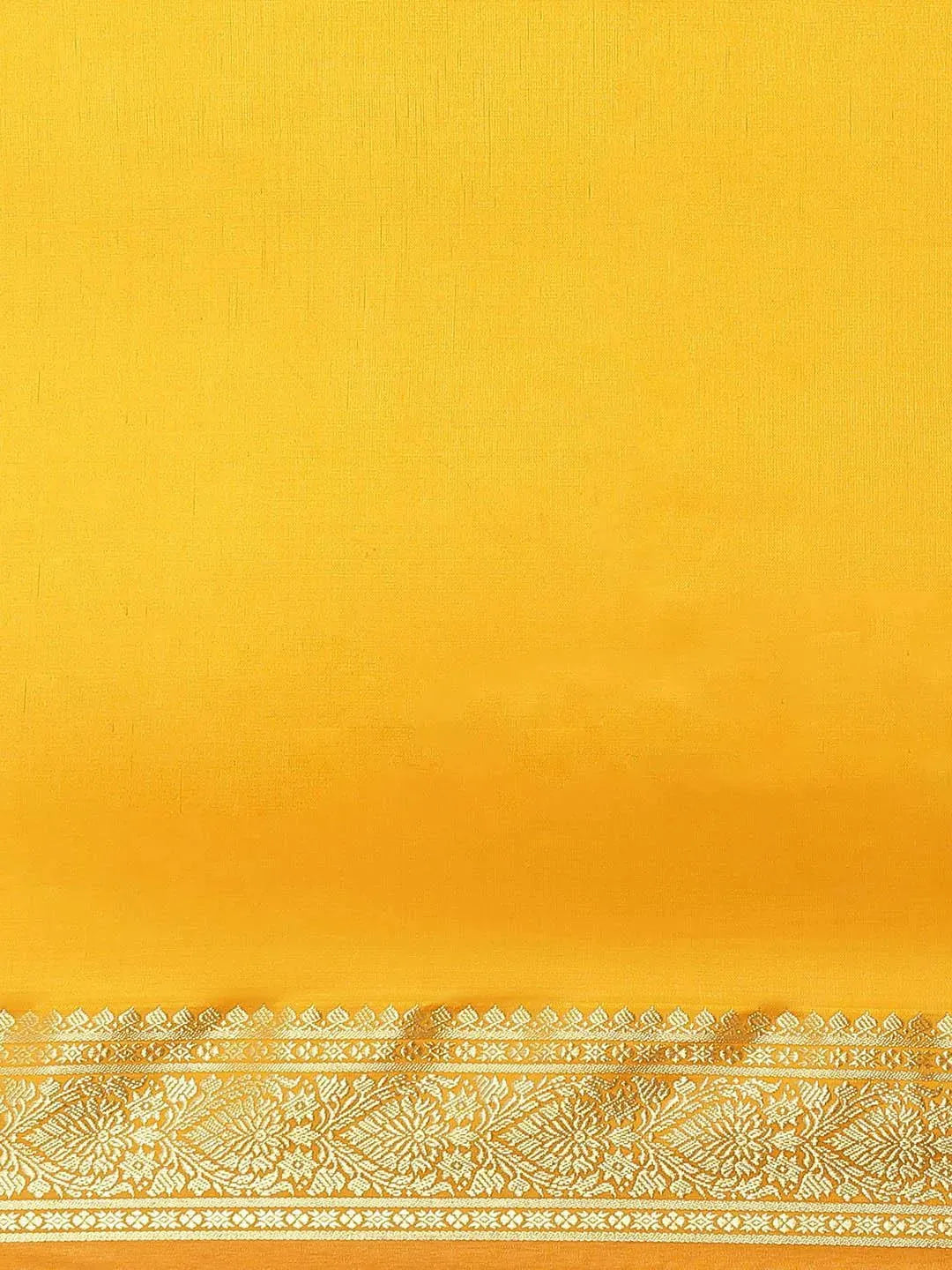 Yellow Solid Silk Blend Saree - Libas 