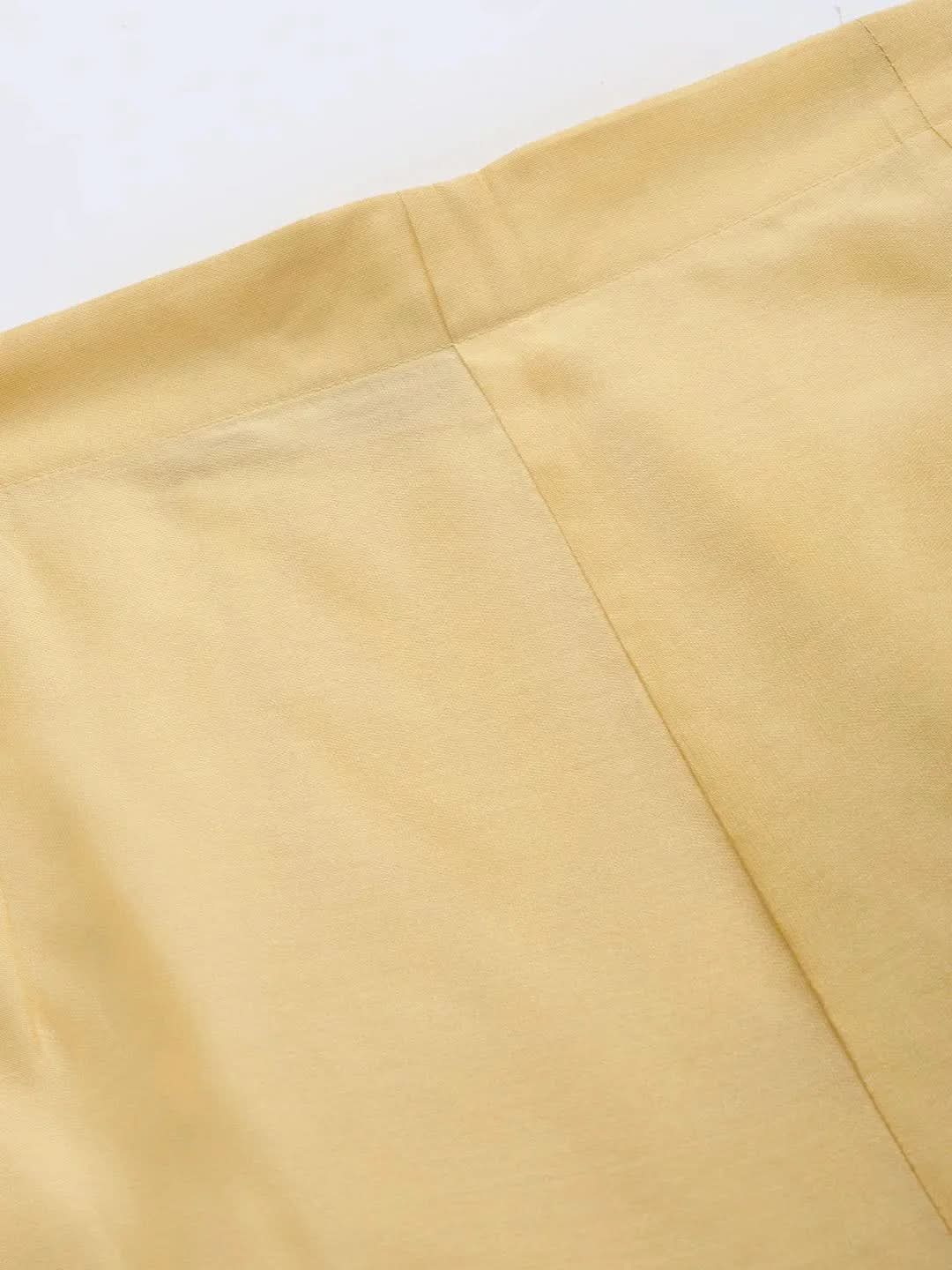 

Yellow Solid Silk Trousers