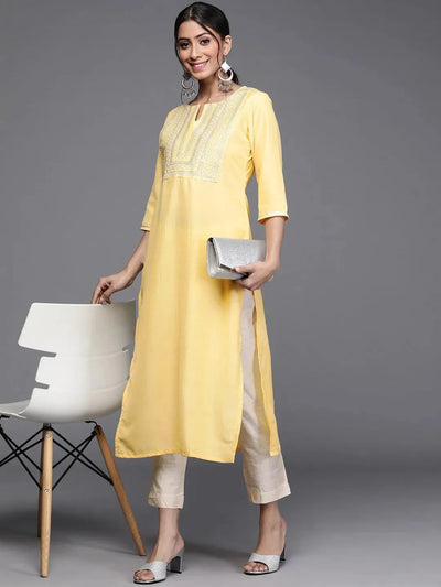 Yellow Striped Chanderi Silk Kurta - Libas