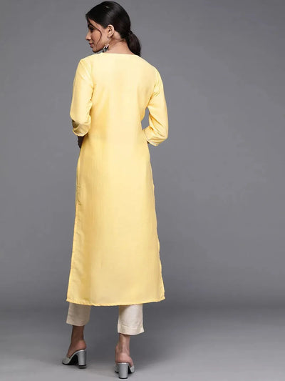 Yellow Striped Chanderi Silk Kurta - Libas