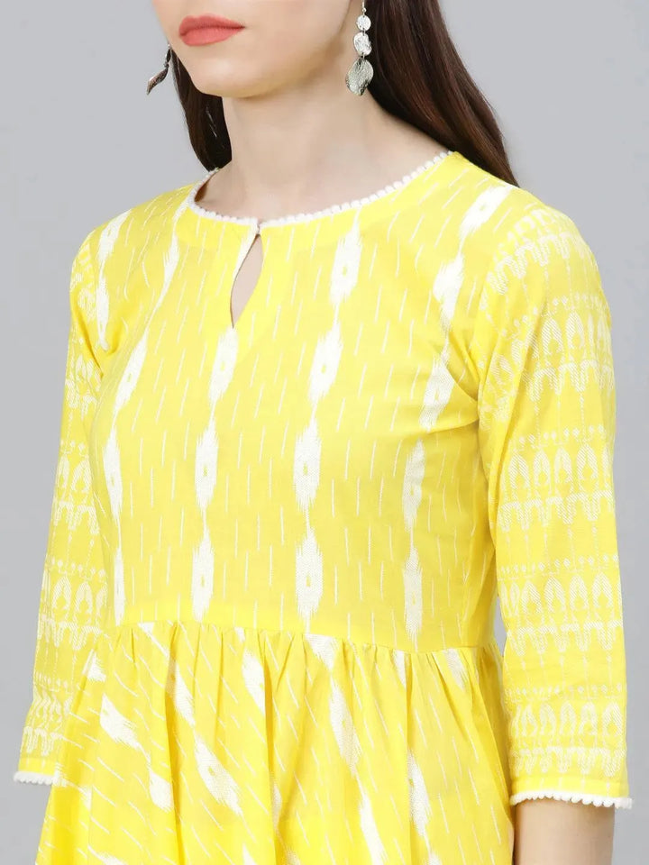 Yellow Striped Cotton Suit Set - Libas